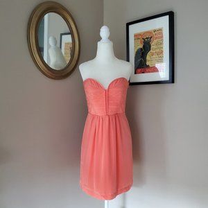 Cynthia Vincent Orange Silk Strapless Dress 4 EUC